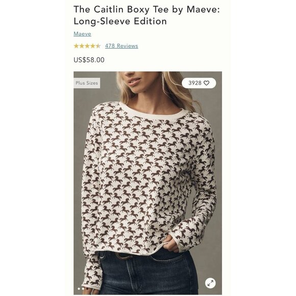 NWT Size M - The Caitlin Boxy Tee by Maeve: Long-Sleeve Edition (NWT US$58) - Picture 5 of 16